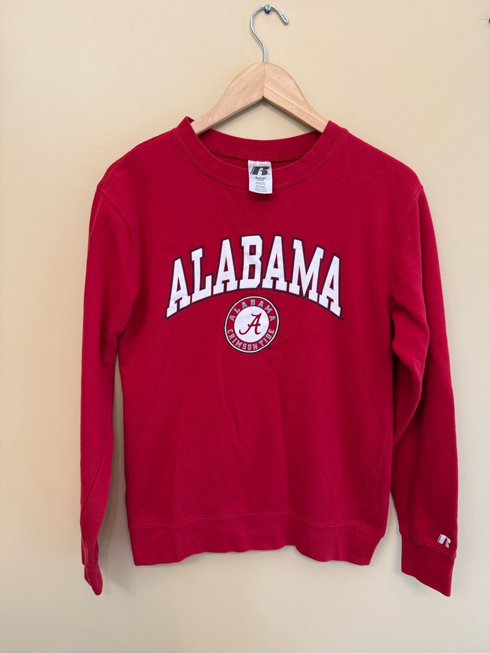 Russell Athletic Red Crewneck with White Collegiate Lettering